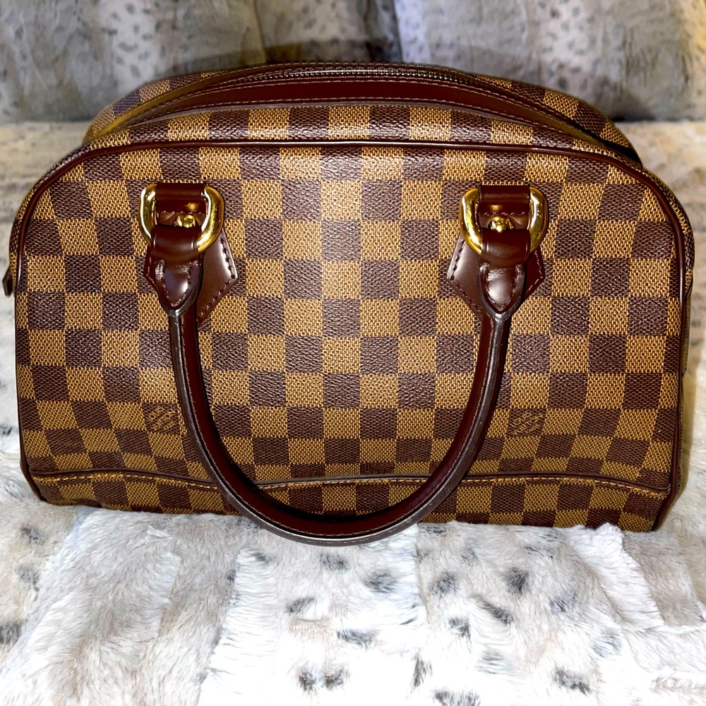 Authentic Louis Vuitton Duomo Damier Ebene Check Canvas Hobo Tote